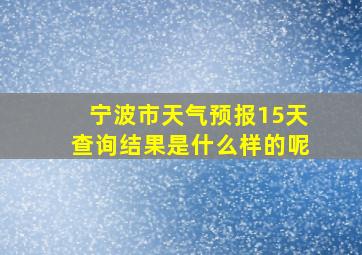 宁波市天气预报15天查询结果是什么样的呢