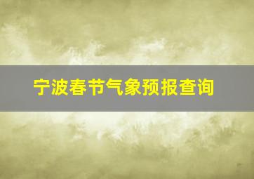 宁波春节气象预报查询