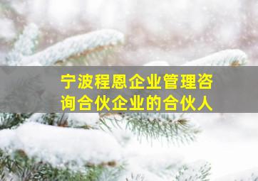 宁波程恩企业管理咨询合伙企业的合伙人