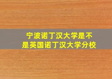 宁波诺丁汉大学是不是英国诺丁汉大学分校