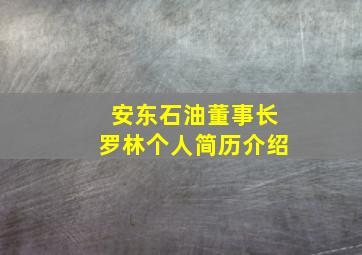 安东石油董事长罗林个人简历介绍