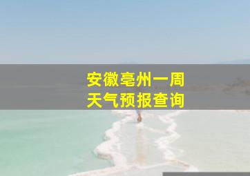 安徽亳州一周天气预报查询