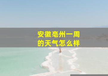 安徽亳州一周的天气怎么样