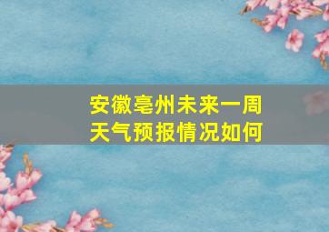 安徽亳州未来一周天气预报情况如何