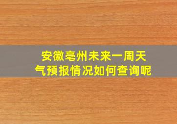 安徽亳州未来一周天气预报情况如何查询呢