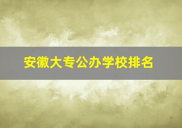 安徽大专公办学校排名