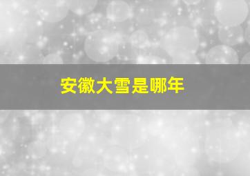 安徽大雪是哪年