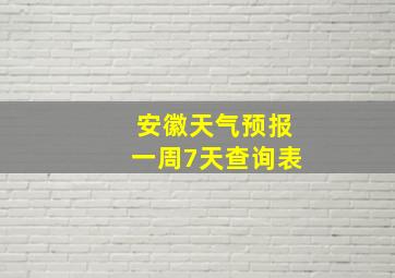 安徽天气预报一周7天查询表