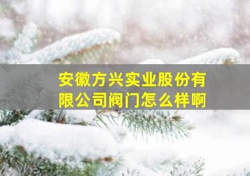 安徽方兴实业股份有限公司阀门怎么样啊