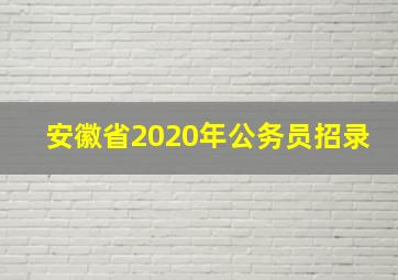 安徽省2020年公务员招录