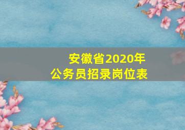 安徽省2020年公务员招录岗位表