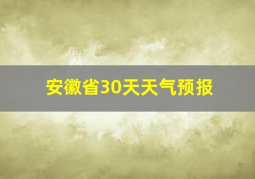 安徽省30天天气预报