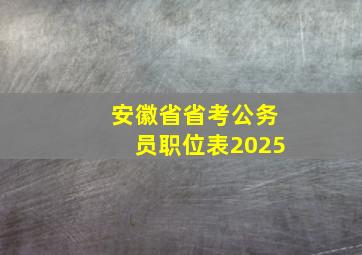 安徽省省考公务员职位表2025