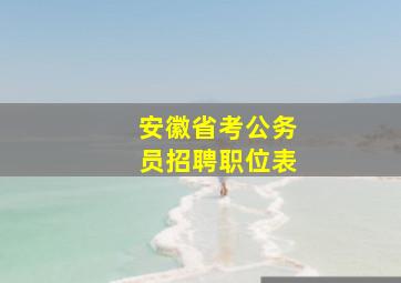 安徽省考公务员招聘职位表