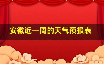 安徽近一周的天气预报表