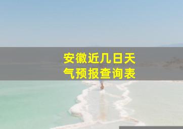 安徽近几日天气预报查询表