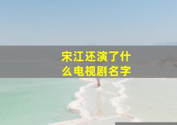 宋江还演了什么电视剧名字