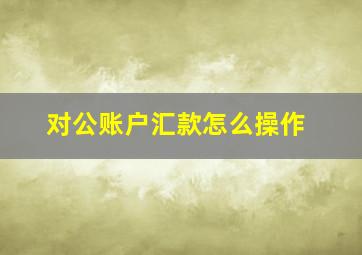 对公账户汇款怎么操作