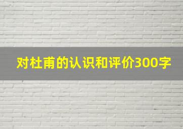 对杜甫的认识和评价300字