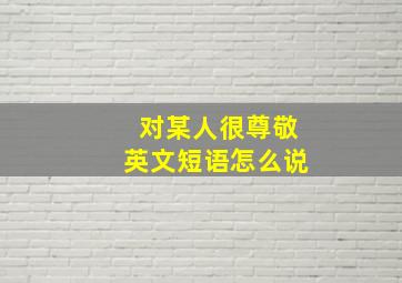 对某人很尊敬英文短语怎么说