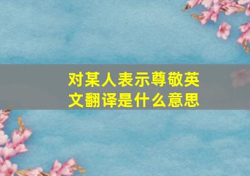 对某人表示尊敬英文翻译是什么意思