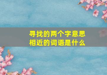 寻找的两个字意思相近的词语是什么