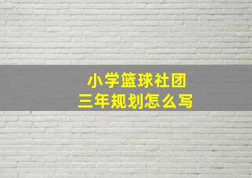 小学篮球社团三年规划怎么写