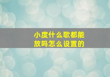 小度什么歌都能放吗怎么设置的