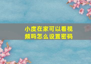 小度在家可以看视频吗怎么设置密码