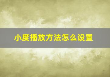 小度播放方法怎么设置