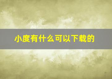 小度有什么可以下载的