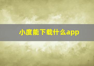 小度能下载什么app