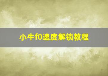 小牛f0速度解锁教程