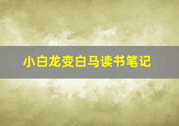 小白龙变白马读书笔记