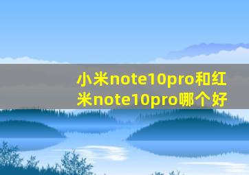 小米note10pro和红米note10pro哪个好