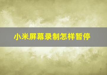 小米屏幕录制怎样暂停