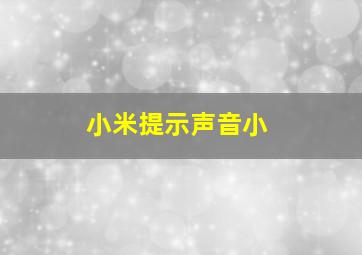 小米提示声音小