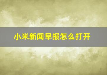 小米新闻早报怎么打开