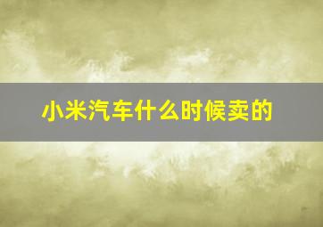 小米汽车什么时候卖的