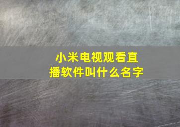 小米电视观看直播软件叫什么名字