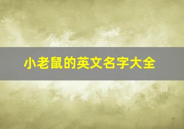 小老鼠的英文名字大全