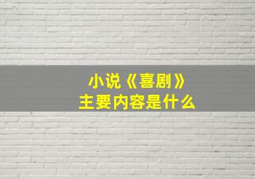 小说《喜剧》主要内容是什么