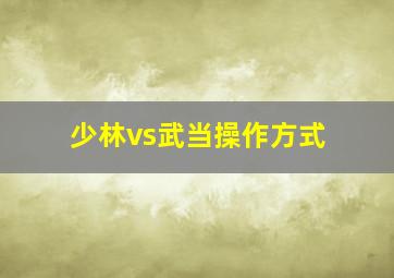 少林vs武当操作方式