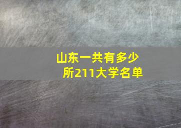 山东一共有多少所211大学名单