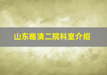 山东临清二院科室介绍