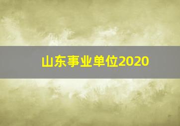 山东事业单位2020