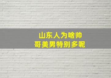 山东人为啥帅哥美男特别多呢