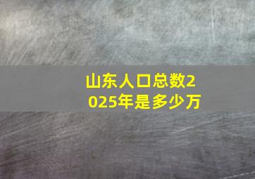 山东人口总数2025年是多少万