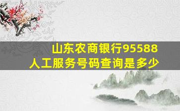 山东农商银行95588人工服务号码查询是多少