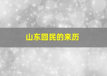 山东回民的来历